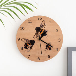 Bee Themed Cherry Wood Clock