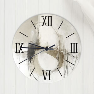 Black And Taupe Sml Clock With Numerical Numbering, Modern Wall Decor For Home Or Gift