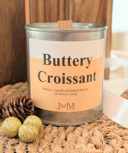 Buttery Croissant Wood Wick Candle Bakery Inspired For Autumn
