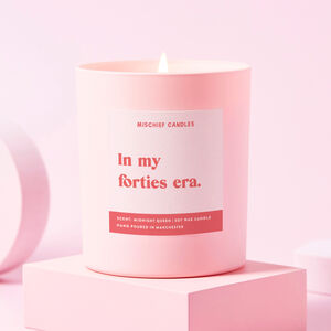 Funny 40th Birthday Gift Pink Candle Forties Era