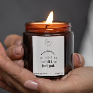 Funny Engagement Gift Candle With Matches, Hit The Jackpot Engaged