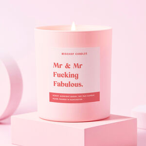 Funny Wedding Gift Pink Candle Mr And Mr Fabulous