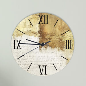 Gold Abstract Sms Kitchen Clock With Numerical Numbering, Modern Wall Decor For Home Or Gift