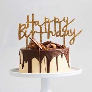 Happy Birthday Gold Acrylic Cake Topper