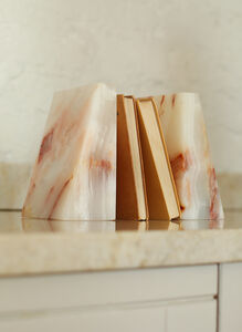 Luxury Onyx Marble Wedge Bookends