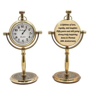 Personalised 50th Golden Wedding Anniversary Desk Clock Gift