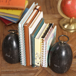 Personalised Black Marble Bookends Gift