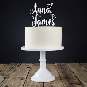 Personalised Couples Hearts Cake Topper