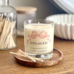 Personalised Engagement Candle With Bow Design