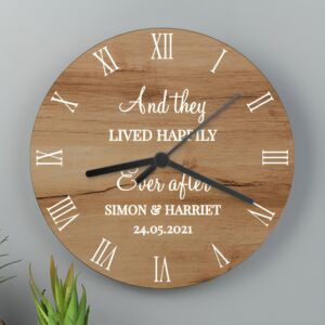 Personalised Happily Ever After Wood Effect Clock