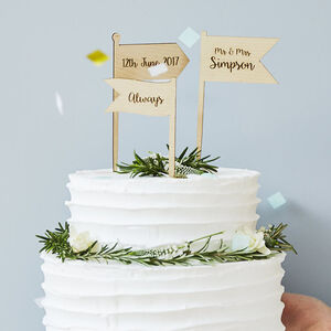 Personalised Wooden Flags Cake Topper