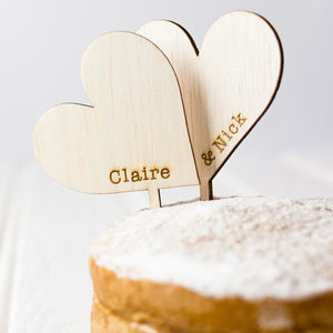 Personalised Wooden Heart Cake Toppers