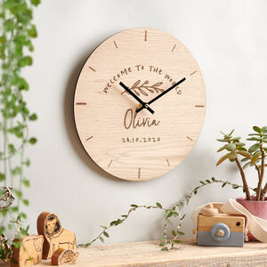 Personalised Wooden Newborn Clock