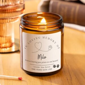 Pet Memorial Candle, Pet Loss Personalised Gift