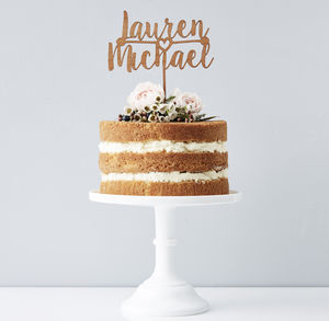 Romantic Personalised Couples Wooden Cake Topper