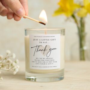 Thank You Gift Personalised Scented Candle