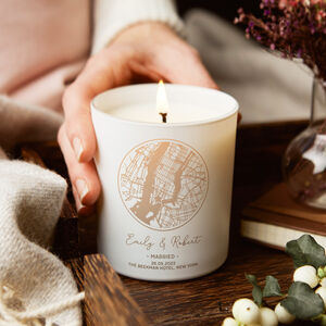 Wedding Gift Personalised Map Candle For Married Couple