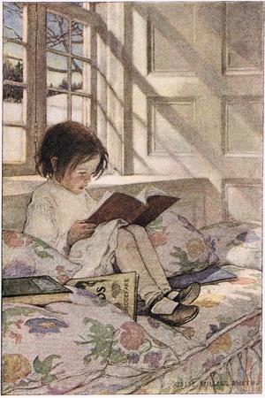A Girl Reading, from 'A Child's Garden of Verses' by Robert Louis Stevenson, Published 1885 - Giclee Print, 12x18