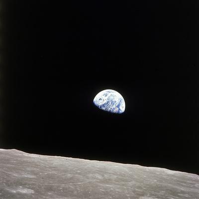 Apollo 8 View of Earth Rise over the Moon - Photographic Print, 16x16