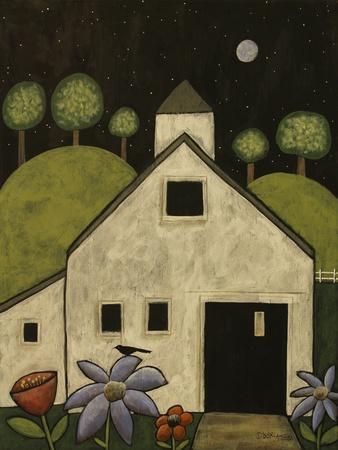 Night White Barn - Giclee Print, 12x16 Night White Barn - Giclee Print, 12x16