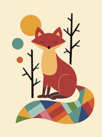 Rainbow Fox - Giclee Print, 12x16