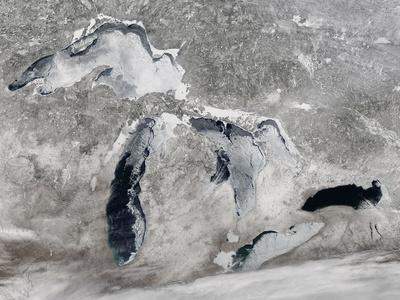 Satellite View of Ice on the Great Lakes, United States - Photographic Print, 16x12 Satellite View of Ice on the Great Lakes, United States - Photographic Print, 16x12