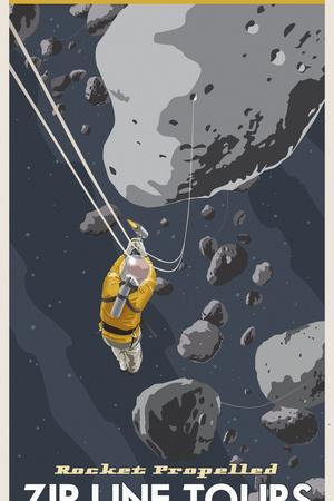 St-Space-06 Spacetravel Asteroids - Giclee Print, 12x18